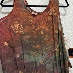 Rare Carole Little Vintage 90s Boho Art Tank Top NWT Size 12 Earth Tone Abstract
